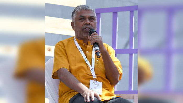 Perumal Murugan at an interactive session on the first day of the Times Litfest at Jayamahal Palace in Bangalore on Saturday.