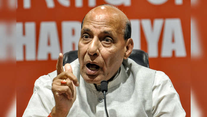 New Delhi, May 14 (ANI): Home Minister Rajnath Singh addresses a press conference at BJP Headquarters in New Delhi on Tuesday. (ANI Photo)