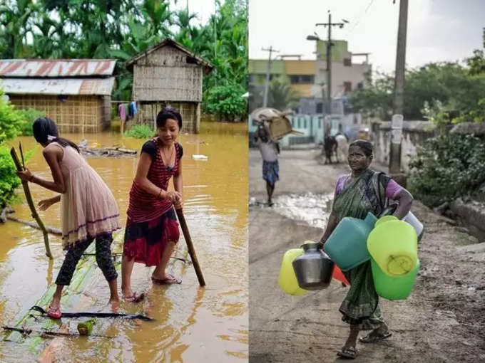 कहीं भयंकर बाढ़, तो कहीं पीने का पानी नहीं