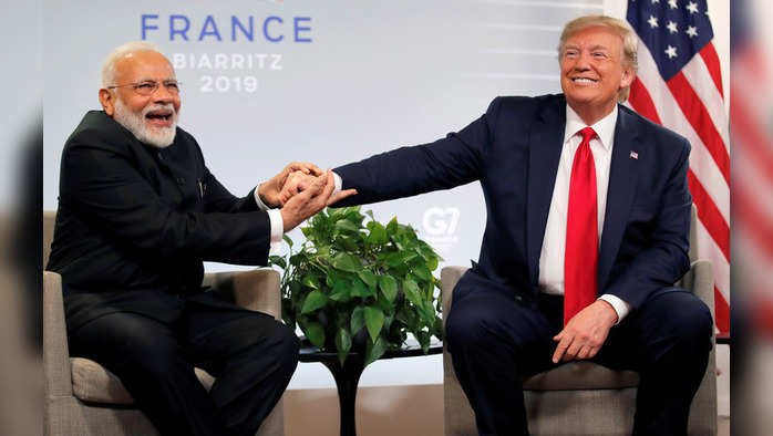 France, August 26 (ANI): U.S. President Donald Trump meets Indian Prime Minister Narendra Modi for bilateral talks during the G7 summit in Biarritz on Monday. (REUTERS Photo)