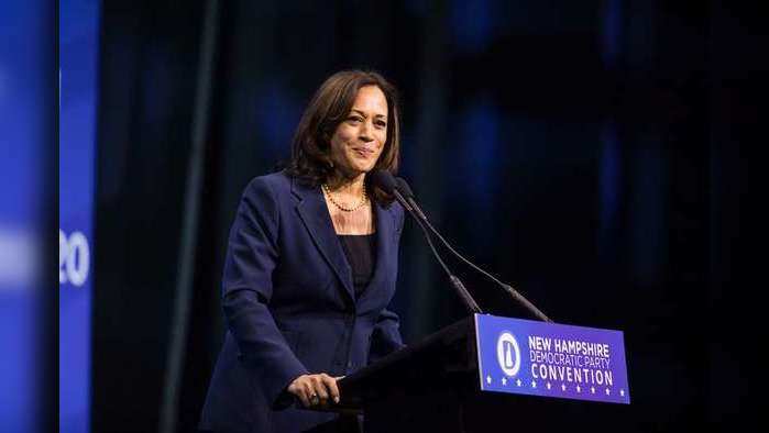 MANCHESTER, NH - SEPTEMBER 07: Democratic presidential candidate, Sen. Kamala Harris (D-CA) speaks during the New Hampshire Democratic Party Convention at the SNHU Arena on September 7, 2019 in Manchester, New Hampshire. Nineteen presidential candidates will be attending the New Hampshire Democratic Party convention for the state's first cattle call before the 2020 primaries.   Scott Eisen/Getty Images/AFP