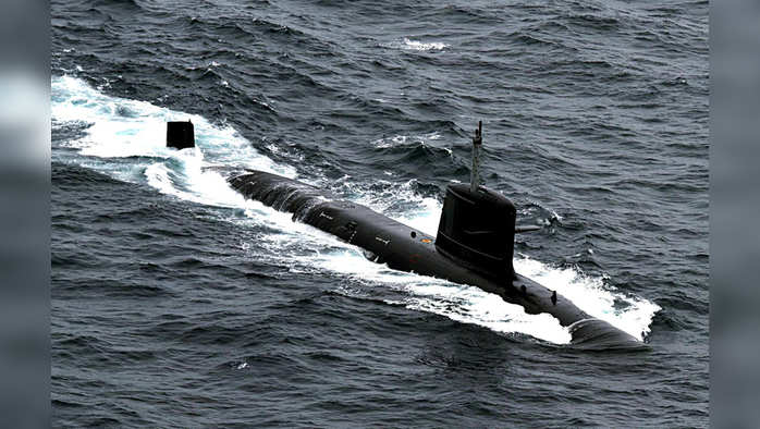 Maharashtra, 27 (ANI): Defence Minister Rajnath Singh to commission the second Kalvari class Submarine INS Khanderi tomorrow in Mumbai. (ANI Photo)