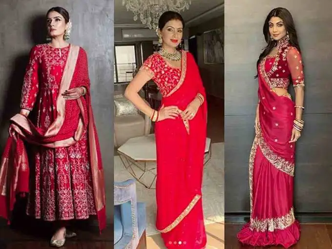 red outfit for karwa chauth, करवा चौथ 