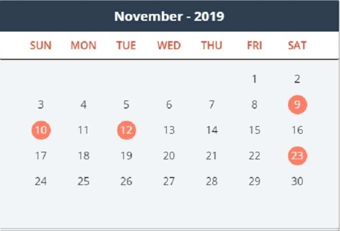 bank holidays in november