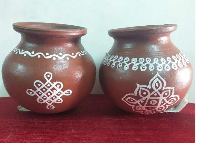 Clay Pot Decoration Pongal 2020 ப ங கல ப ன
