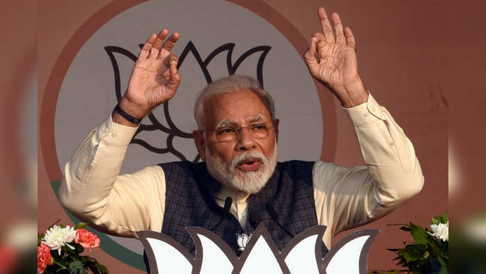 Prime Minister Narendra Modi addresses Vijay Sankalp Rally in support of East Delhi candidates ahead of the upcoming Delhi Assembly polls, at Karkardooma in New Delhi, Monday.-----------------PIYAL BHATTACHARJEE