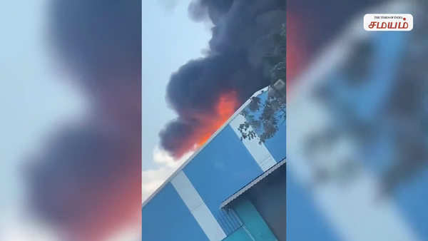 fire erupts at oil warehouse in madhavaram chennai