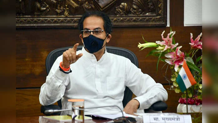 Maharashtra, Apr 11 (ANI):  Maharashtra CM Uddhav Thackeray wears a mask that interacts with Prime Minister Narendra Modi as PM Narendra Modi holds a meeting with the Chief Ministers over COVID19 via video-conferencing, in Mumbai on Saturday. (ANI Photo)