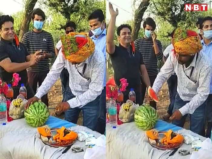 Rajasthan Corona Update Dausa Corona Warrior News नर स गकर म क जन मद न पर तरब ज क क क बन क ट Janmdin Per Tarbooj Cake Navbharat Times