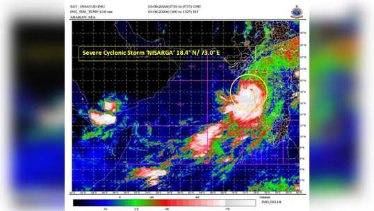 निसर्ग चक्रीवादळ उत्तर महाराष्ट्राच्या दिशेने; पुढील सहा तासांत तीव्रता कमी होणार