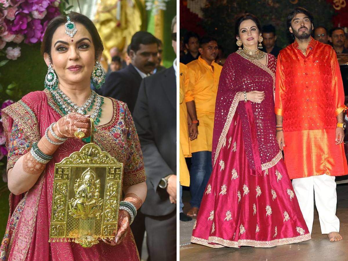 nita ambani fashion: ...तो इस वजह से लाल रंग के कपड़े पहनकर ही हर पूजा करती हैं नीता अंबानी - why nita ambani always wore red outfit in pooja functions | Navbharat Times