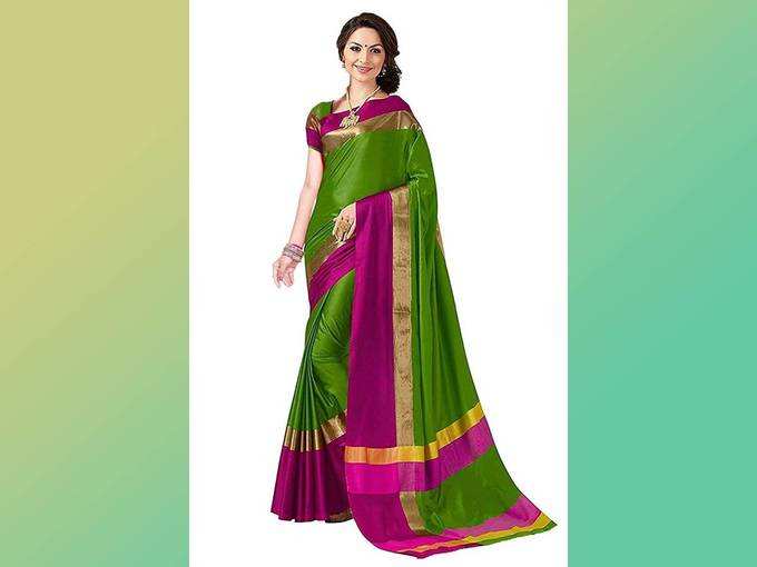 PERFECTBLUE Women`s Cotton Silk saree with Blouse Piece(Vish9wa20)