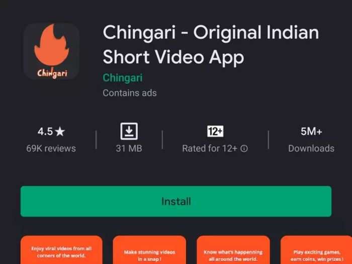 TikTok को Chingari की जबर्दस्त टक्कर, प्ले स्टोर पर 1 करोड़ से ज्यादा डाउनलोड