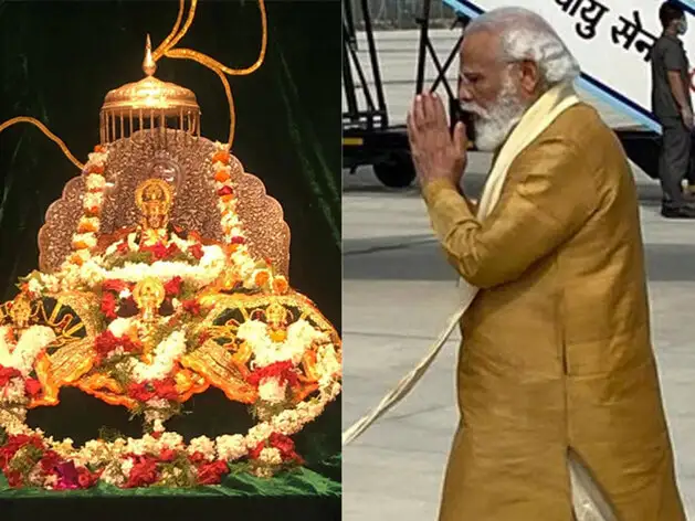 धोती पहन अयोध्या रवाना हुए पीएम मोदी