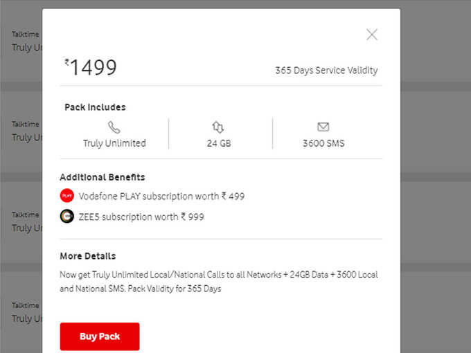 Vodafone 1499 plan Vodafone 1499 plan