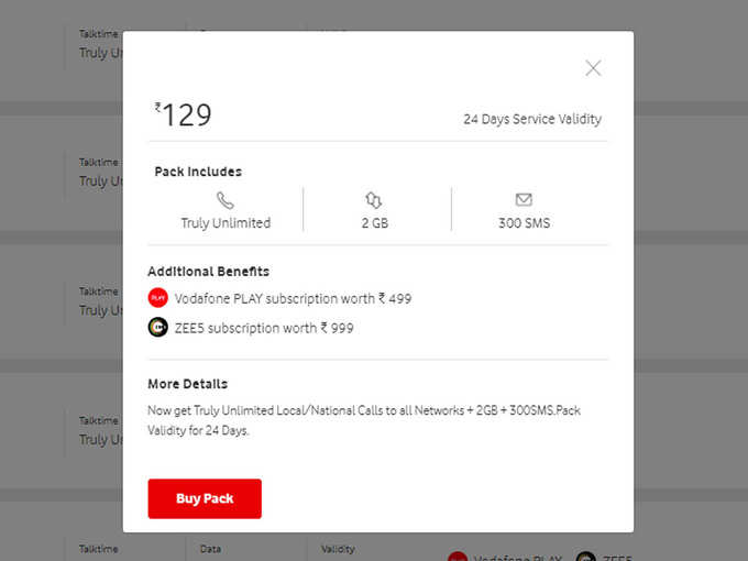 Vodafone 129 plan