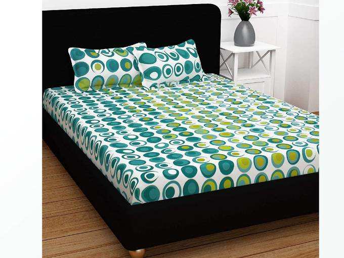 Story@Home Candy 120 TC Cotton Double Bed Sheet with 2 Pillow Covers - Geometric Circles (Geometric) कपास डबल बेडशीट