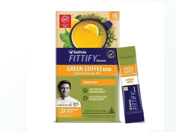 Saffola FITTIFY Gourmet Green Coffee Instant Beverage Mix for Weight Management - 30 g (Lemon Mint, 15 Sachets)