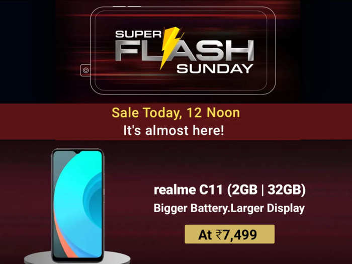 flipkart super flash sunday sale on realme c11 and honor 9s like phone