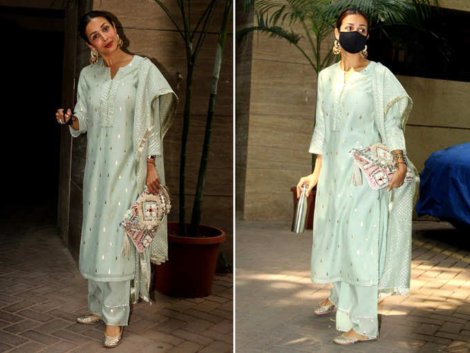 lifestyle malaika arora looks beautiful in powder blue salwar suit | Navbharat Times Photogallery