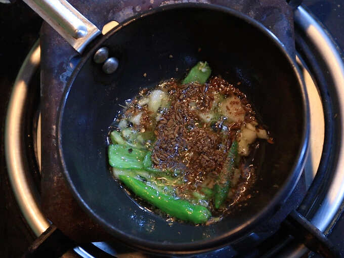 ghee, garlic, green chillies ghee, garlic, green chillies