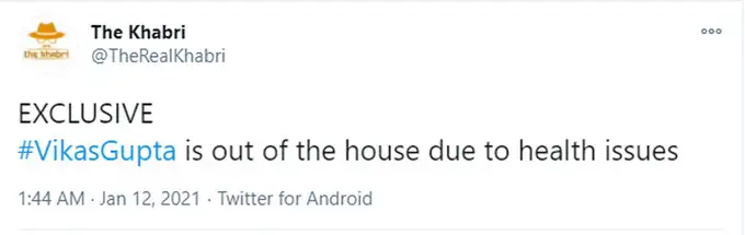 vikas gupta out of bigg boss.... vikas gupta out of bigg boss....