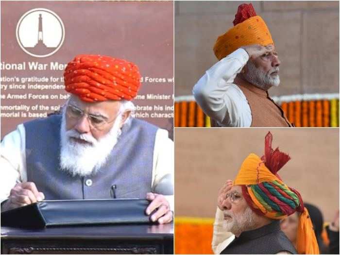 pm narendra modi look on 72nd republic day check out his turbans