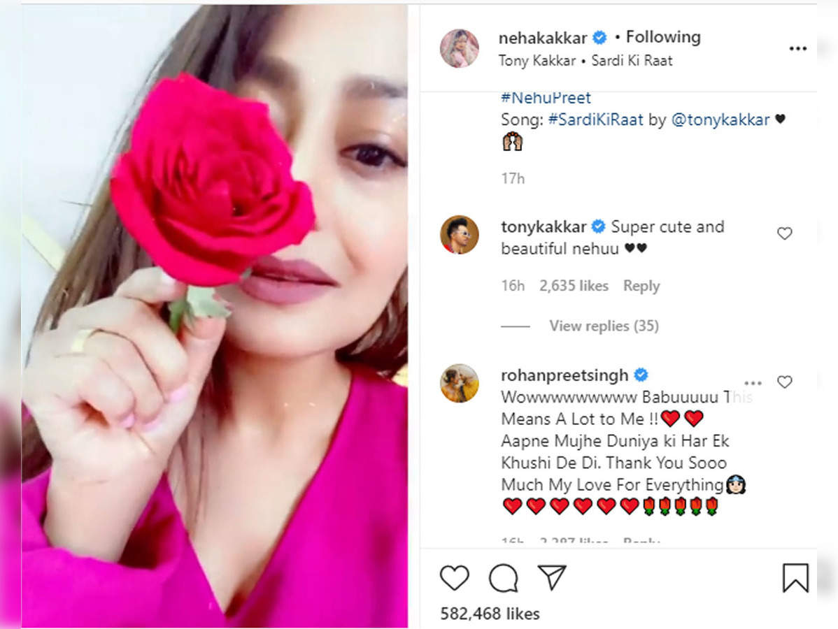 Neha Kakkar Rohanpreet Rose Day Celebration Neha Kakkar Celebrates Rose Day With Hubby Rohanpreet Singh Gets Roses And Chocolates As Gift Watch Viral Video न ह कक कड न पत र हनप र त स ग ऐस मन य