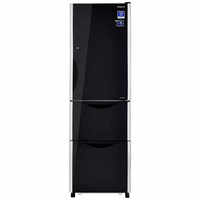 hitachi triple door 404 litres 5 star refrigerator glass black rsg38fpndgbk