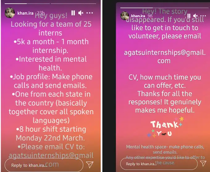 Aamir khan daughter ira khan is giving jobs to people