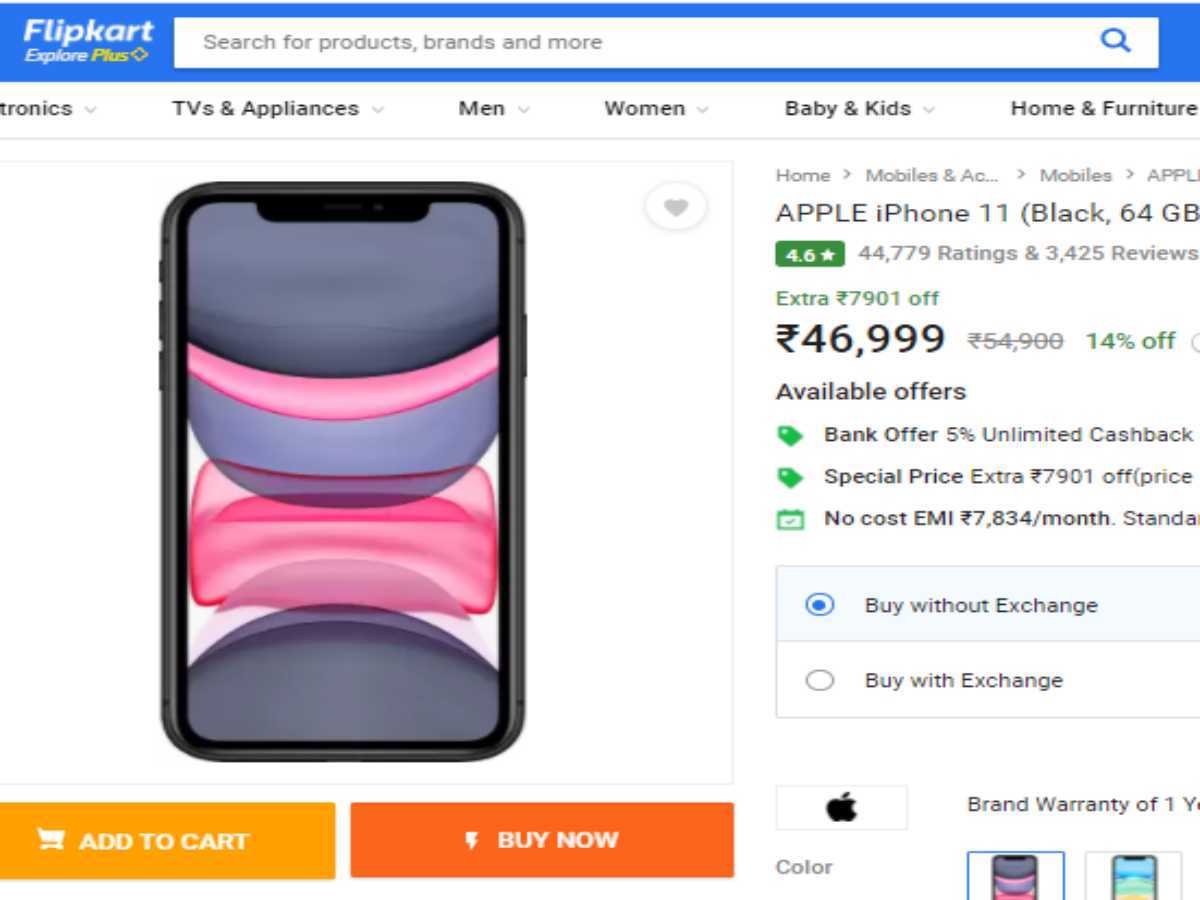 Apple Iphone 11 Price In India On Flipkart Hurry Up Iphone 11 With Highly Effective Options Will Save Rs 7 901 Avail This Fashion Apple Iphone 11 Obtainable With Low Cost In