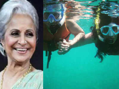 Photo: वहीदा रहमान ने 83 की उम्र में बेटी काश्वी संग लगाए समुद्र में गोते 