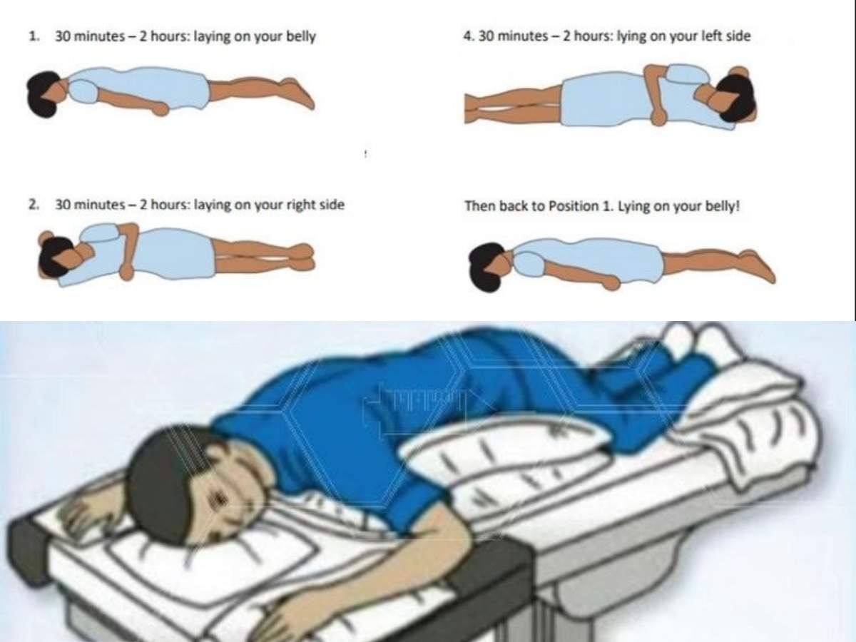 Sleeping Position for covid patients, Steps for doing proning