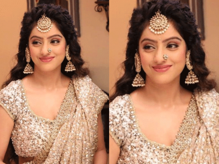 deepika singh looking drop down gorgeous in sequin work saree you can follow her makeup tips