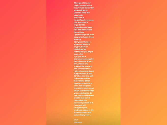 Kangana Ranaut Instagram Story Kangana Ranaut Instagram Story
