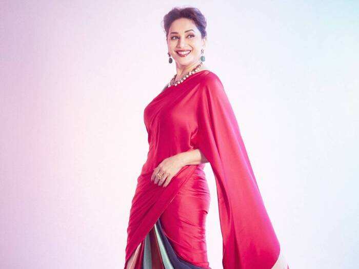 Madhuri dixit store in red saree