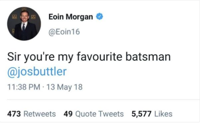 Eoin Morgan's Tweet Eoin Morgan's Tweet