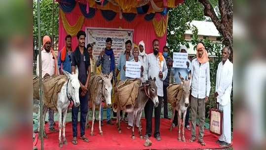 रस्त्यांचे काम त्वरित सुरू करण्याच्या मागणीसाठी गाढव आंदोलन, आता तरी जाग येणार का?