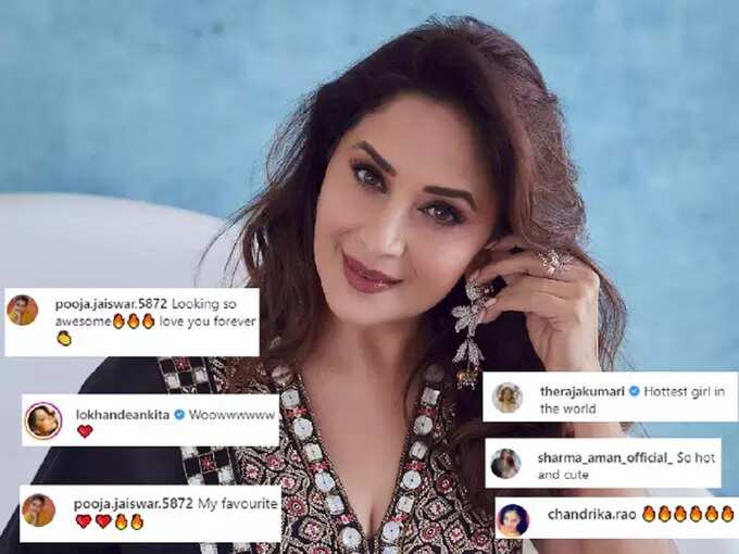 Madhuri Dixit Hot and Bold Lehenga Look: माधुरी दीक्षितने परिधान केला बोल्ड डिझाइनर ब्लाउज, तिच्यासमोर करीना कपूरचा हॉट लुकही दिसेल फिका - actress madhuri dixit stunning look in black white colour tie and dye lehenga with embroidered jacket blouse
