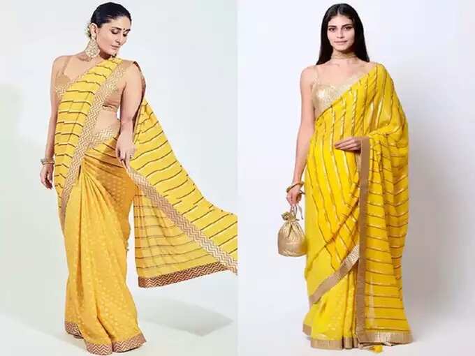 kareena kapoor bold and hot saree looks: करीना कपूरनं भावाच्या वरातीसाठी निवडला हॉट व बोल्ड साडी लुक, लोकांची नजर तिच्यावरच राहिली खिळून - kareena kapoor khan stunning look in yellow saree with golden blouse by nikasha
