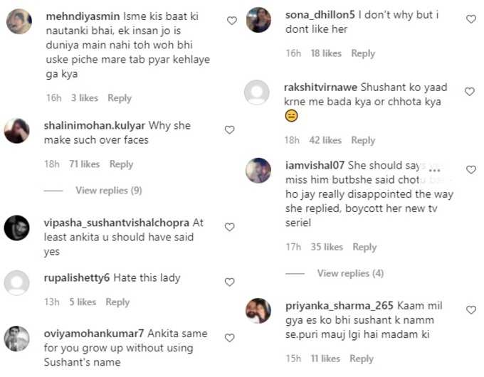 ankita comments n