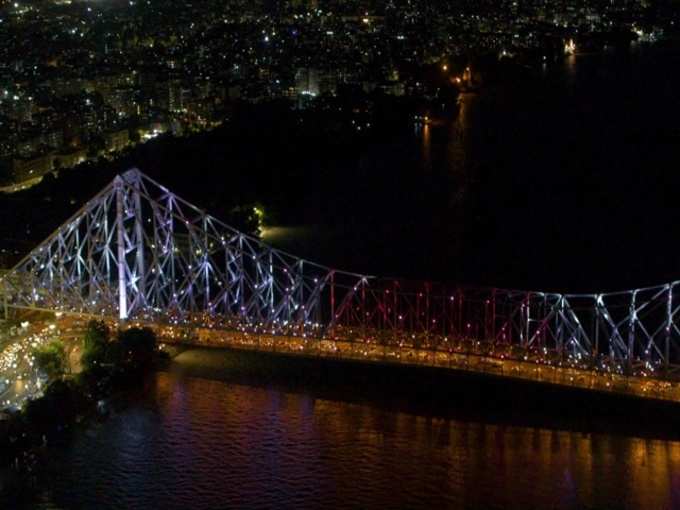 Howrah Bridge Decked Up With Lights For Tokyo Olympics Eisamay Photogallery