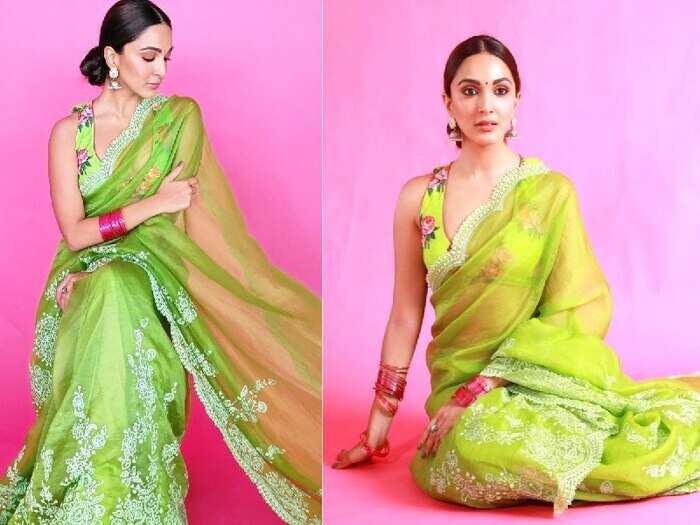 shershaah kiara advani green saree: कियारा आडवाणी ने बैकलेस ब्लाउज में शेयर कर दी ऐसी तस्वीरें, बंदा बोल पड़ा &#39;मां.. बहू मिल गई&#39; - Navbharat Times