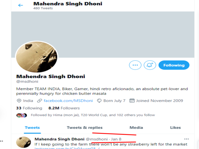 ms dhoni blue tick