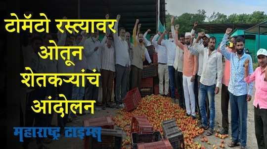 Farmer Agitation : टोमॅटोचे भाव कोसळले, बाजार समितीत टोमॅटो ओतून शेतकऱ्यांचे आंदोलन