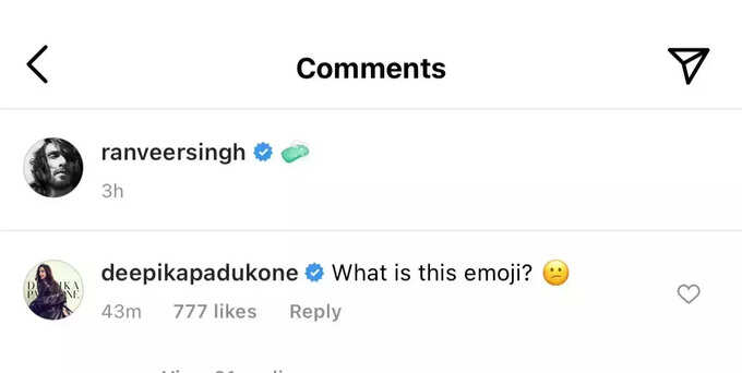 Deepika's comment on Ranveer's post Deepika's comment on Ranveer's post