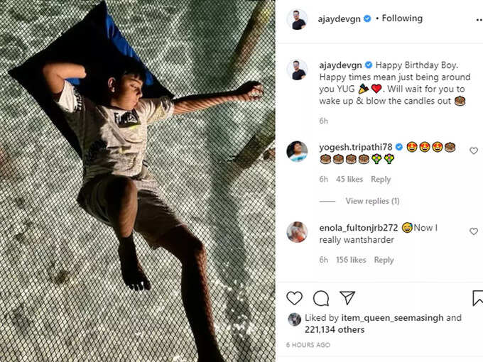Ajay Devgn bday wish for son Yug Ajay Devgn bday wish for son Yug