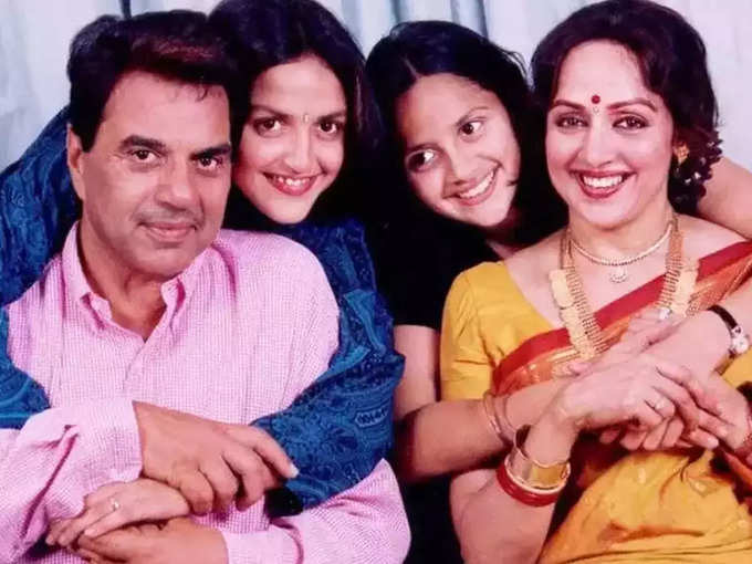 Dharmendra and Hema with daughters