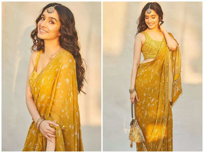 shraddha kapoor looks ethereal beauty in multicolor saree best ideas for karwa chauth 2021