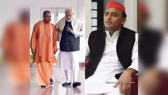 yogi adityanath with pm modi : 'उदास झाल्याने खांद्यावर हात ठेवून...', मोदी-योगींच्या फोटोवरून अखिलेश यांचा टोला